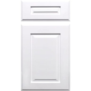 Ντουλάπια κουζίνας με λευκά υπερυψωμένα πάνελ